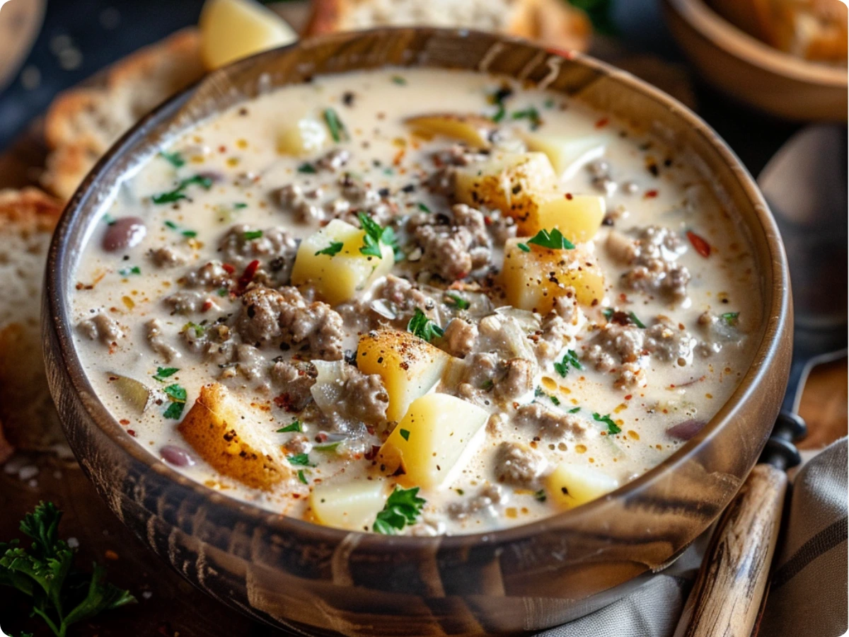 Crockpot Creamy Potato and Hamburger Soup