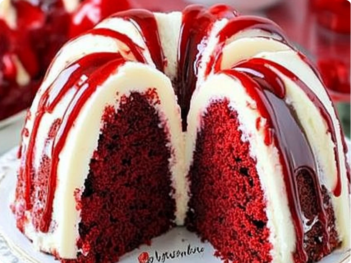 Layered Red Velvet Cheesecake Bundt Cake
