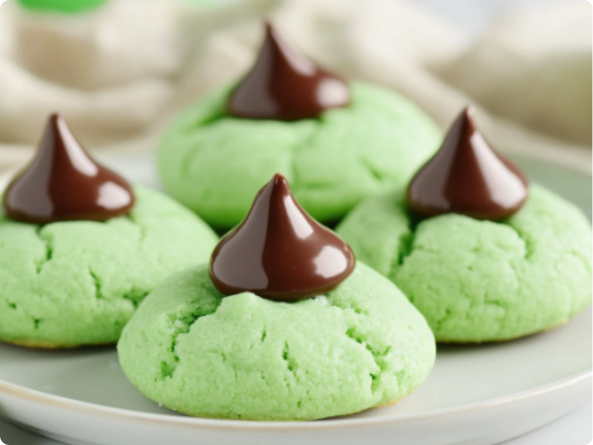 Mint Chocolate Kiss Blossom Cookies