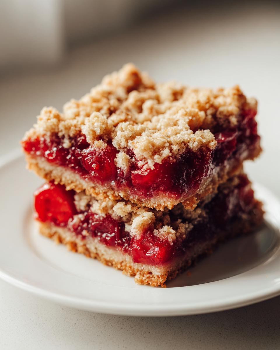 Cherry Pie Crumb Bars Recipe - Crunchy Creamy Sweet - detail 1