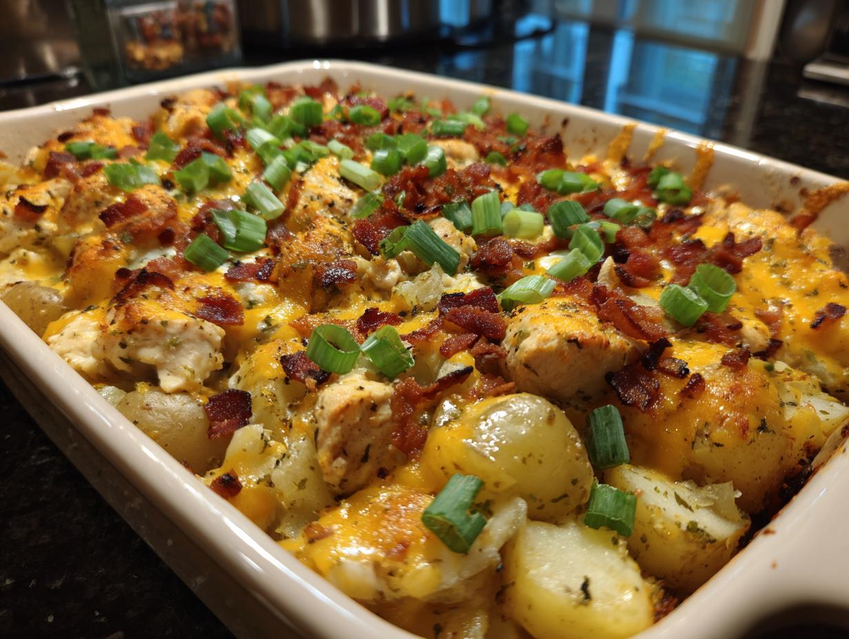 LOADED POTATO halal RANCH CHICKEN CASSEROLE
