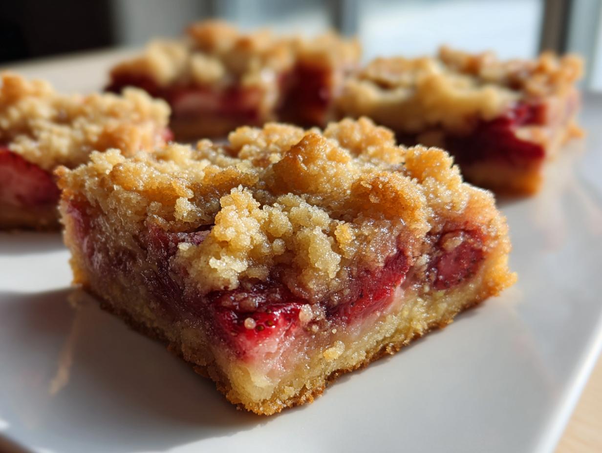 Strawberry Rhubarb Crumble Bars
