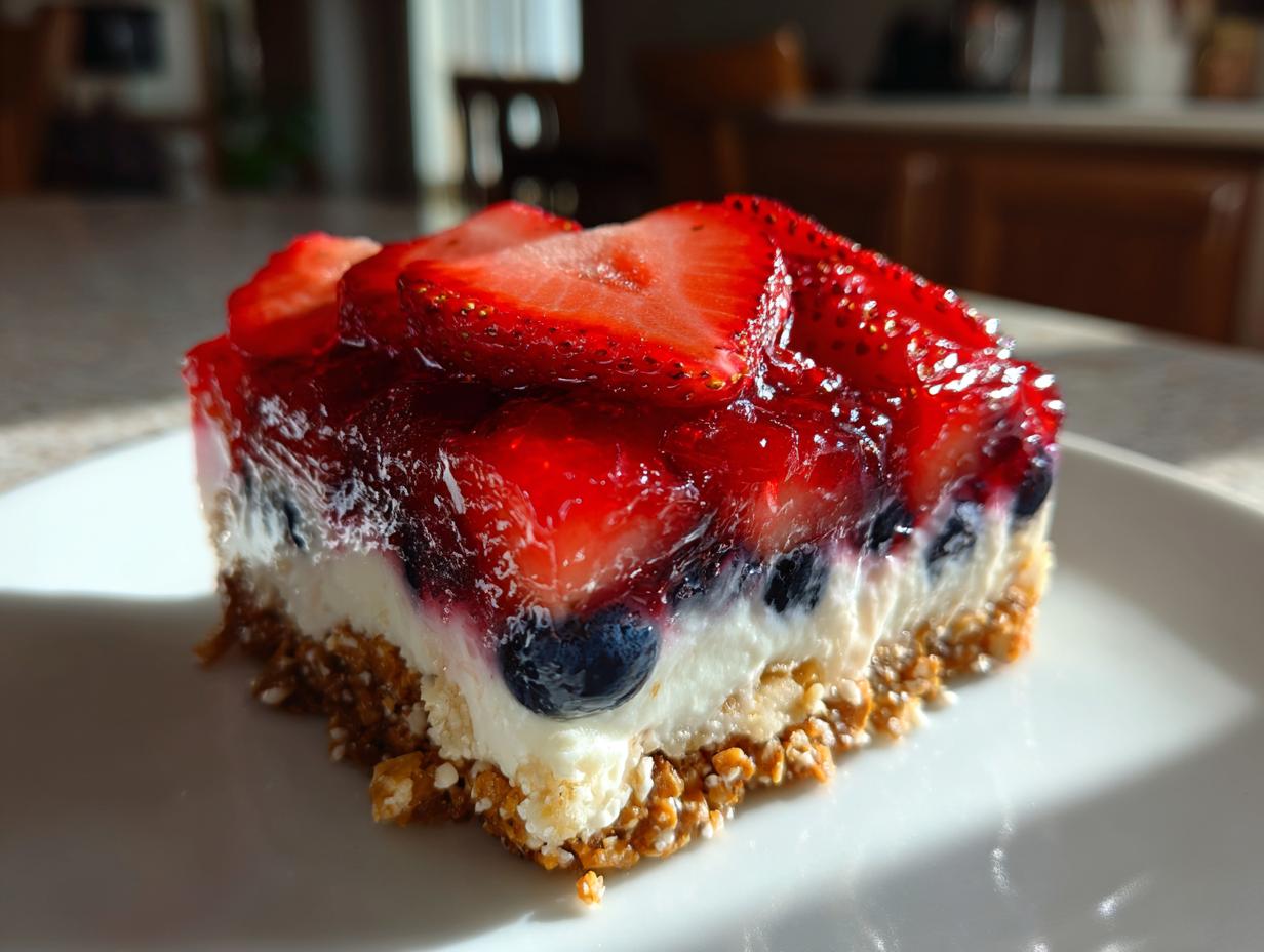 Strawberry and Blueberry Pretzel Salad