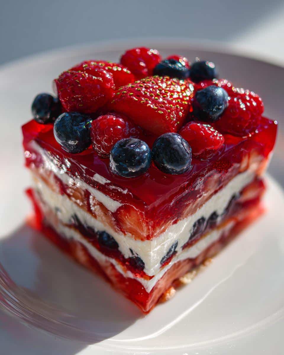 Summer Berry Jello Lasagna - detail 1