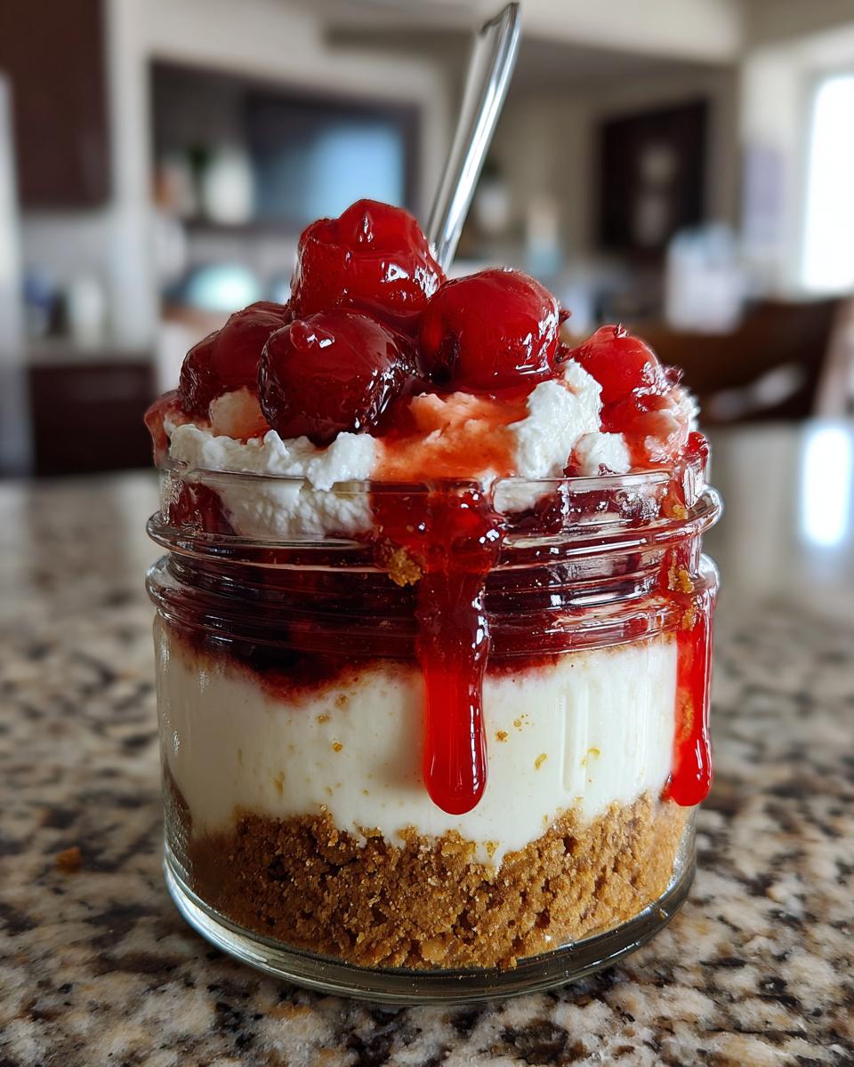 Irresistible 5-Star Cherry Cheesecake Dessert Jars 4 cherry cheesecake dessert jars - detail 1