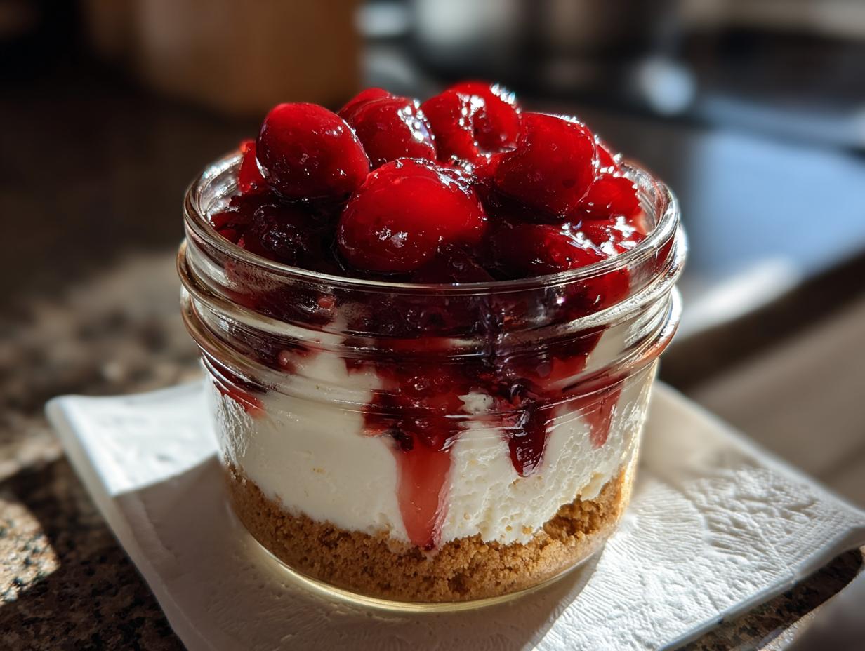 cherry cheesecake dessert jars