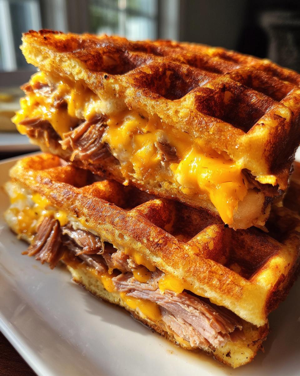 Bourbon-Maple Brisket Grilled Cheese Wafflewich - detail 1