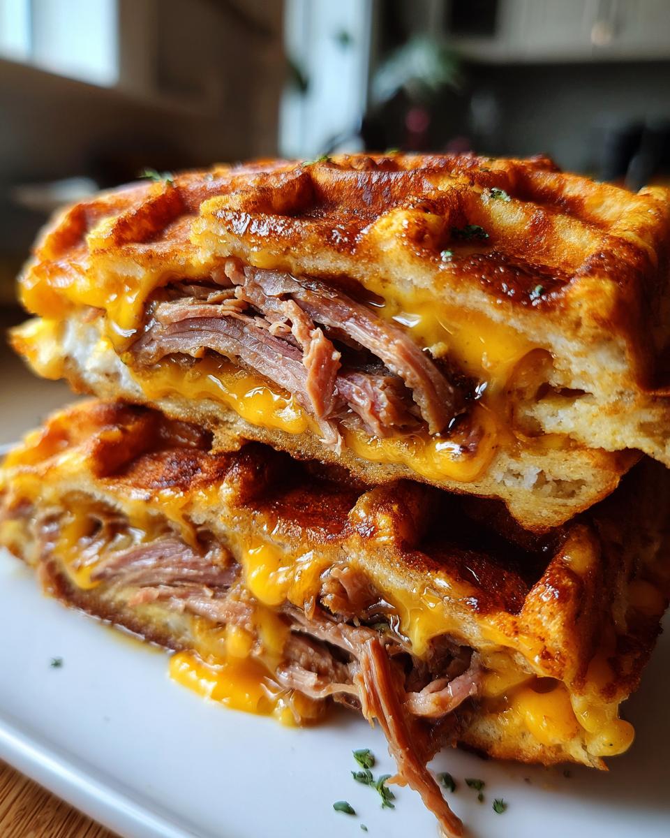 Bourbon-Maple Brisket Grilled Cheese Wafflewich - detail 2