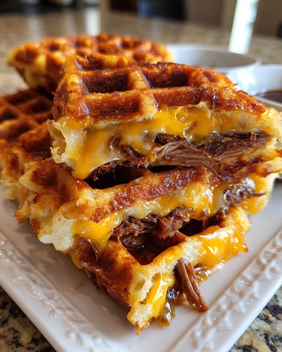 Bourbon-Maple Brisket Grilled Cheese Wafflewich - detail 3