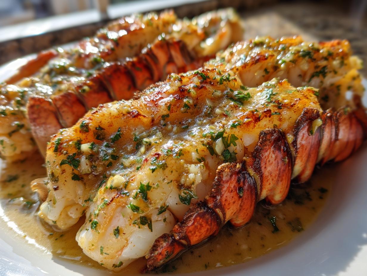 Broiled Lobster Tails in Creamy Garlic Butter Sauce