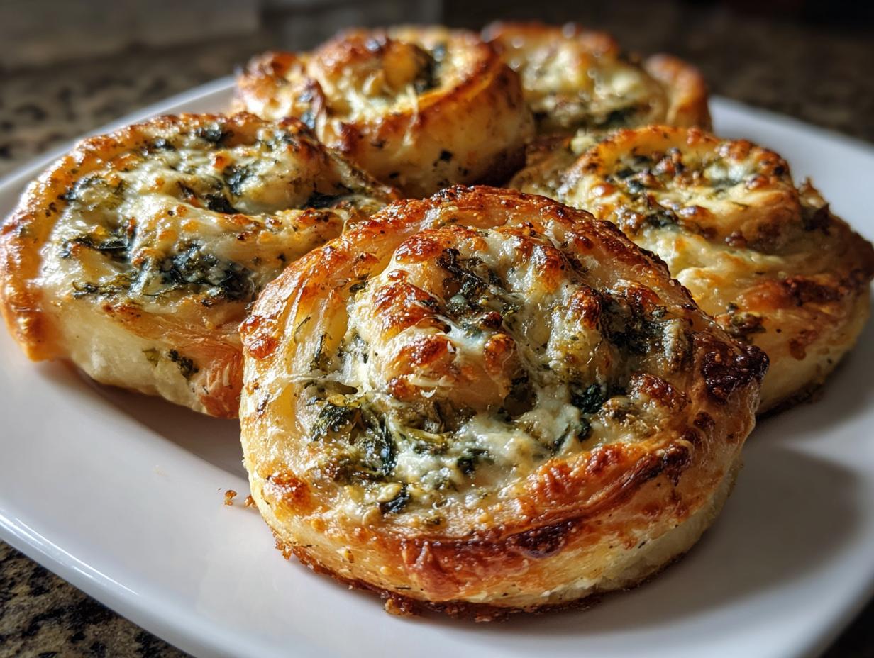 Cheesy Spinach Artichoke Pinwheels