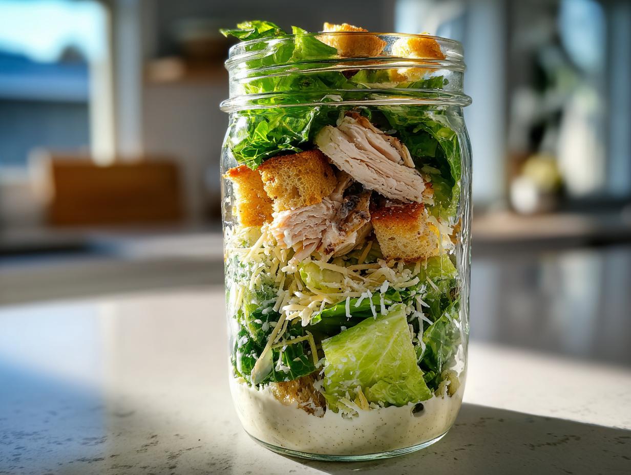 Chicken Caesar Salad Jar (Meal Prep)
