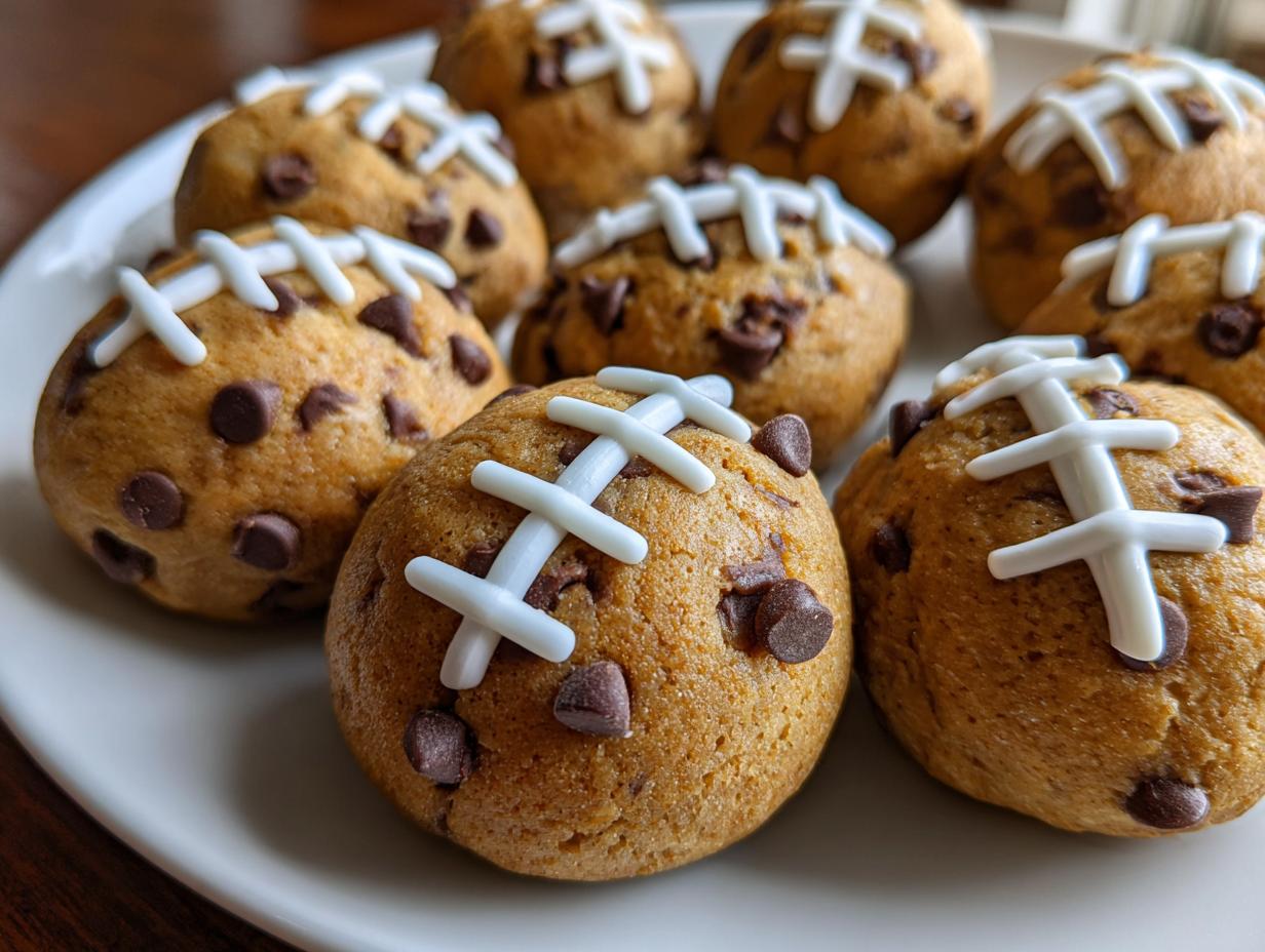 Chocolate Chip Cookie Dough Footballs