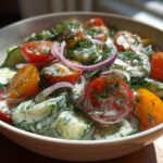 "27 Amazing Ways to Enjoy Creamy Cucumber Tomato Salad Bliss" 10 Creamy Cucumber Tomato Salad