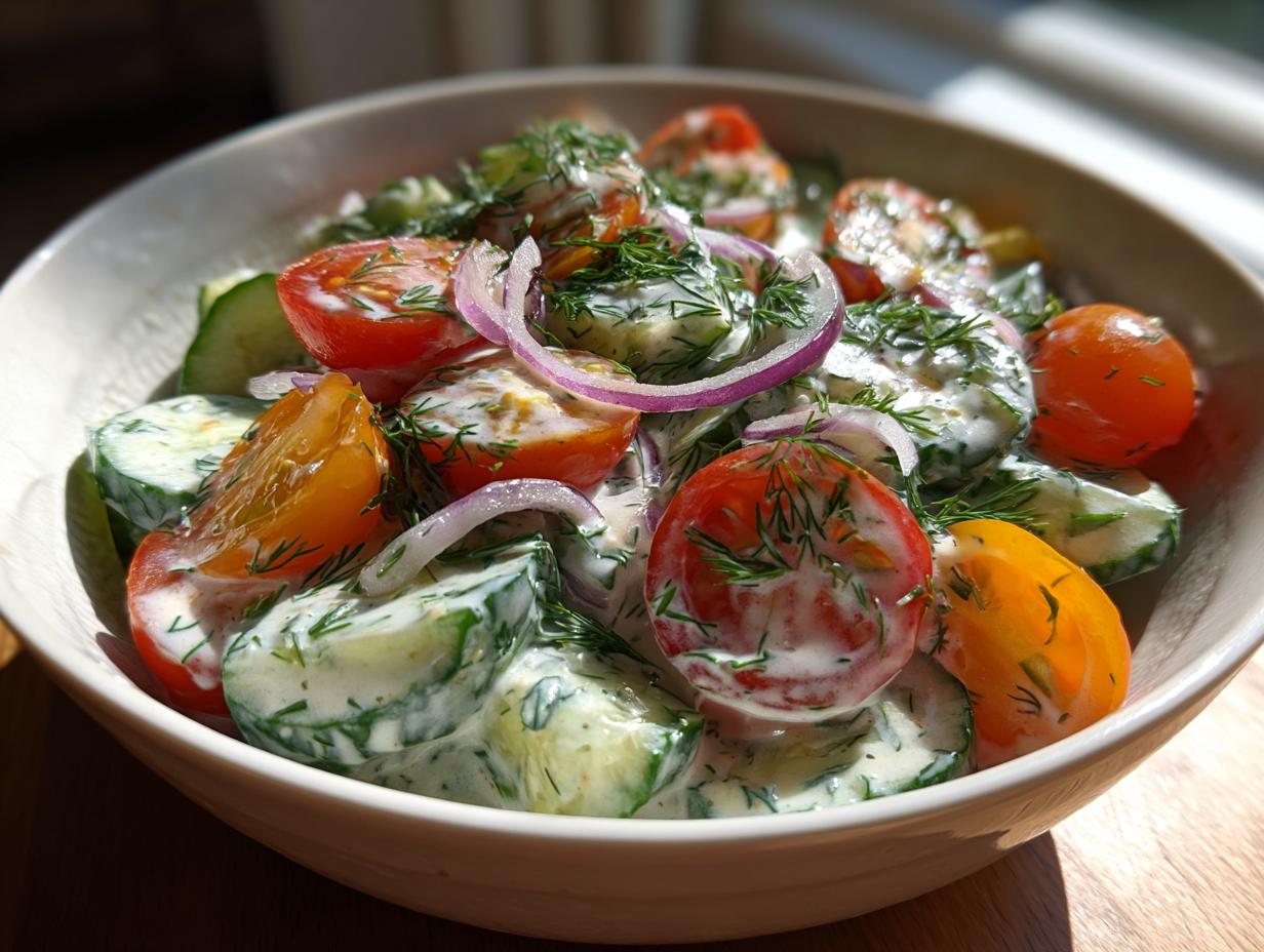 Creamy Cucumber Tomato Salad