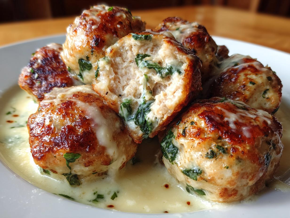 Creamy Spinach Turkey Meatballs