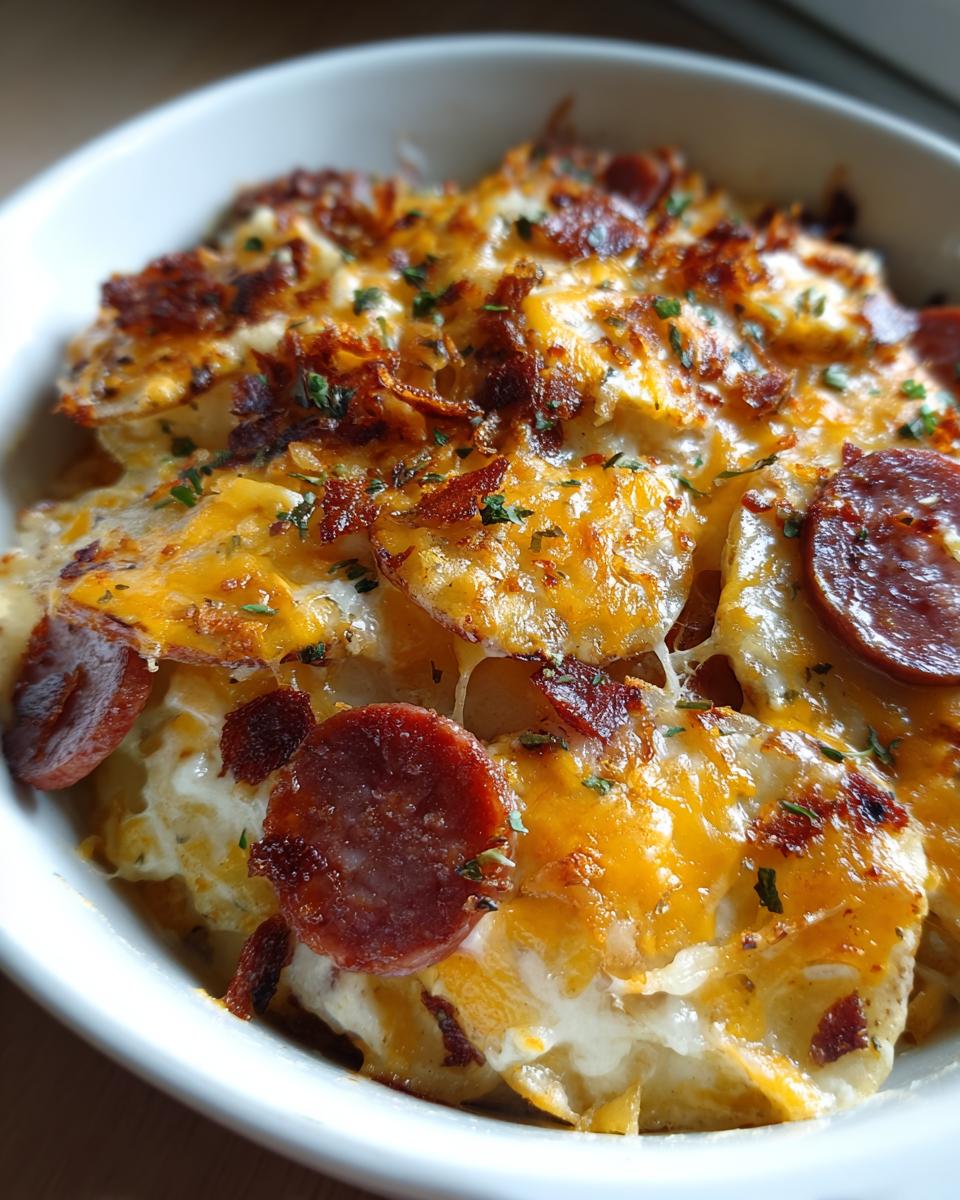 1-Pot Crockpot Pierogi Casserole with Kielbasa is Pure Comfort 4 Crockpot Pierogi Casserole with Kielbasa - detail 1