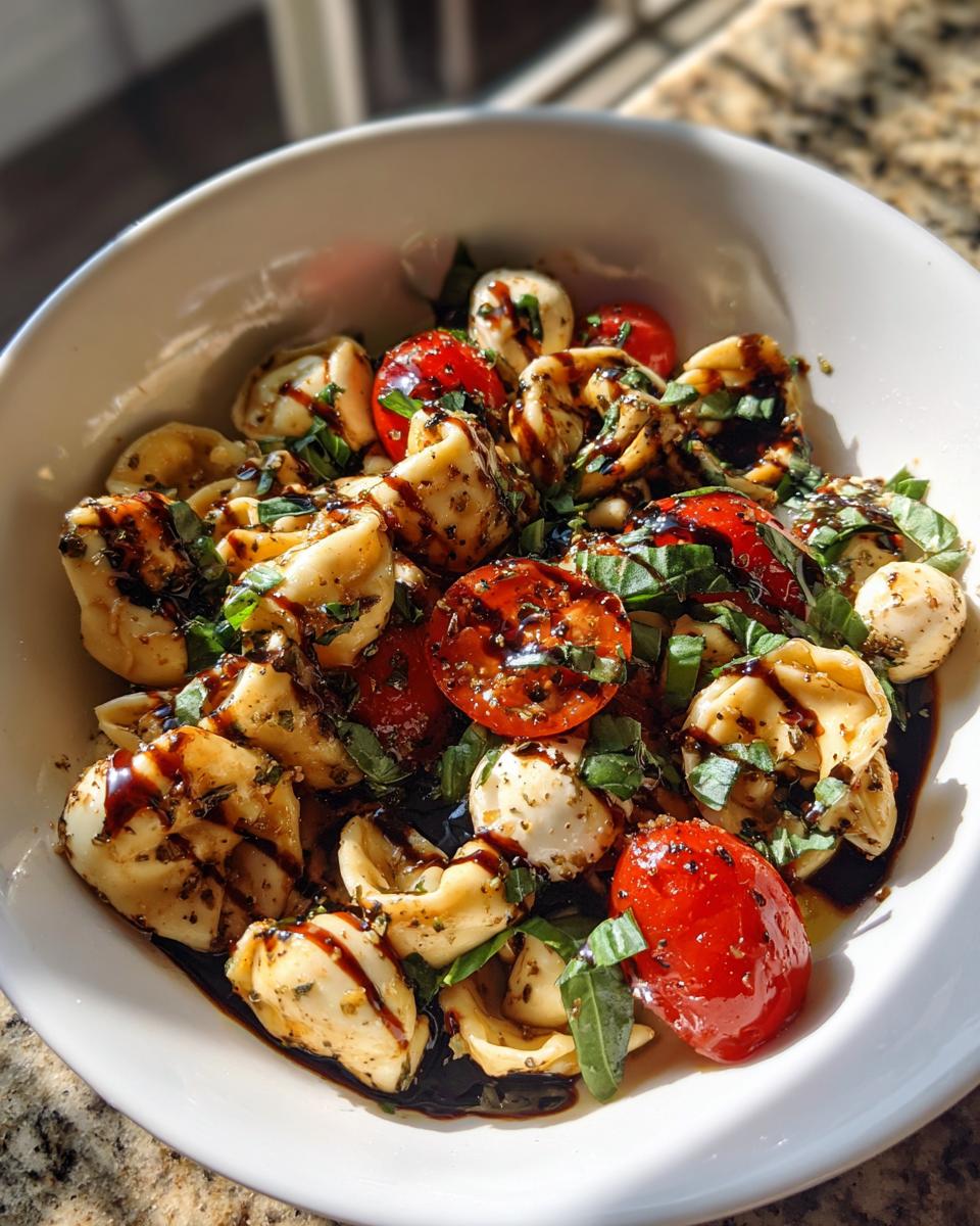 20-Minute Easy Tortellini Caprese Pasta Salad with Balsamic Glaze Bliss 6 Easy Tortellini Caprese Pasta Salad with Balsamic Glaze - detail 1
