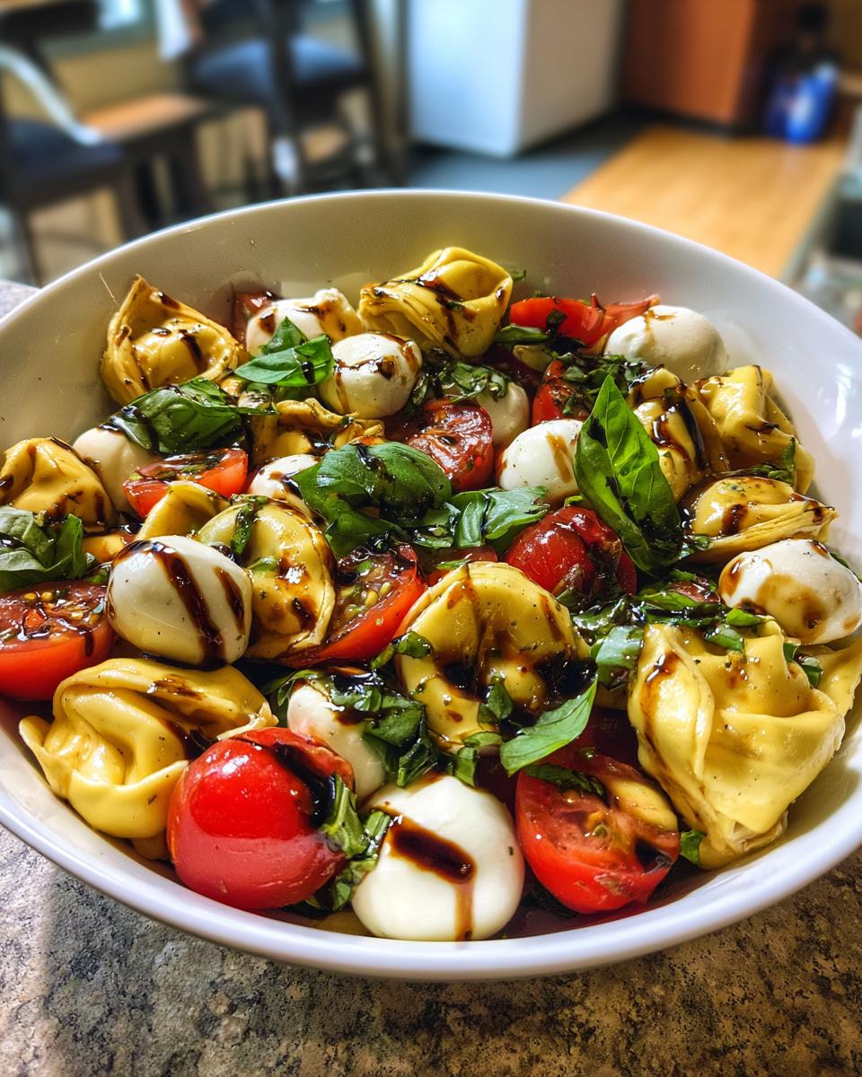 20-Minute Easy Tortellini Caprese Pasta Salad with Balsamic Glaze Bliss 8 Easy Tortellini Caprese Pasta Salad with Balsamic Glaze - detail 3