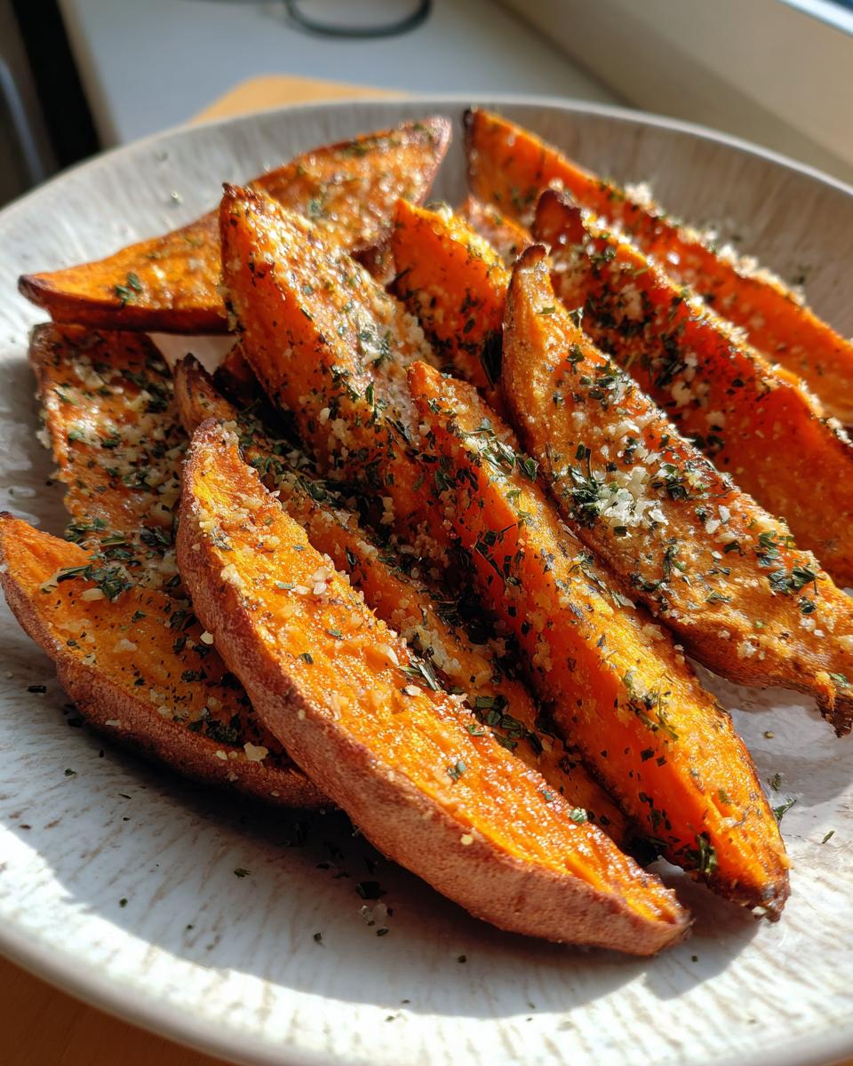 Garlic Parmesan Sweet Potato Wedges - 3 Secrets to Crispy Perfection 6 Garlic Parmesan Sweet Potato Wedges - detail 1