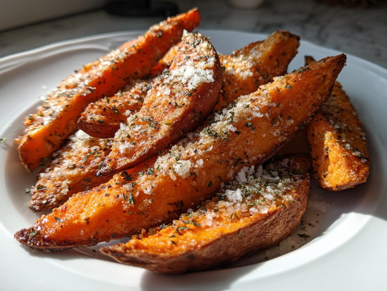 Garlic Parmesan Sweet Potato Wedges