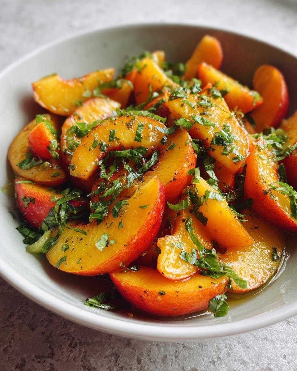 Honey Lime Basil Peach Fruit Salad - detail 1