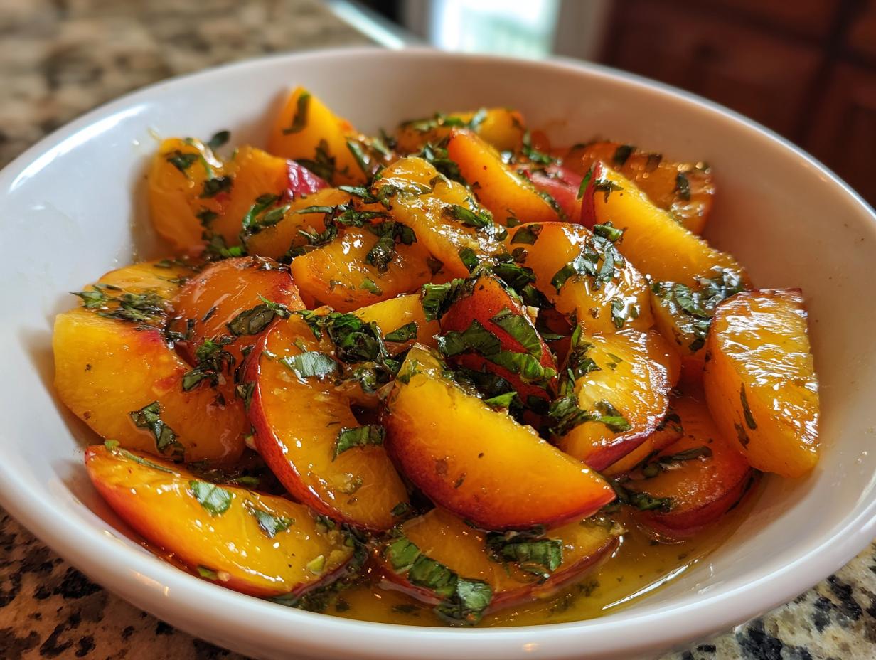 Honey Lime Basil Peach Fruit Salad