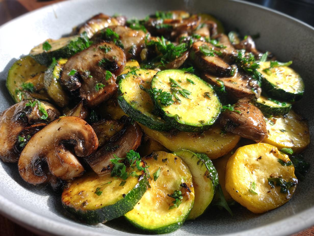 Pan-Fried Zucchini and Mushrooms Recipe