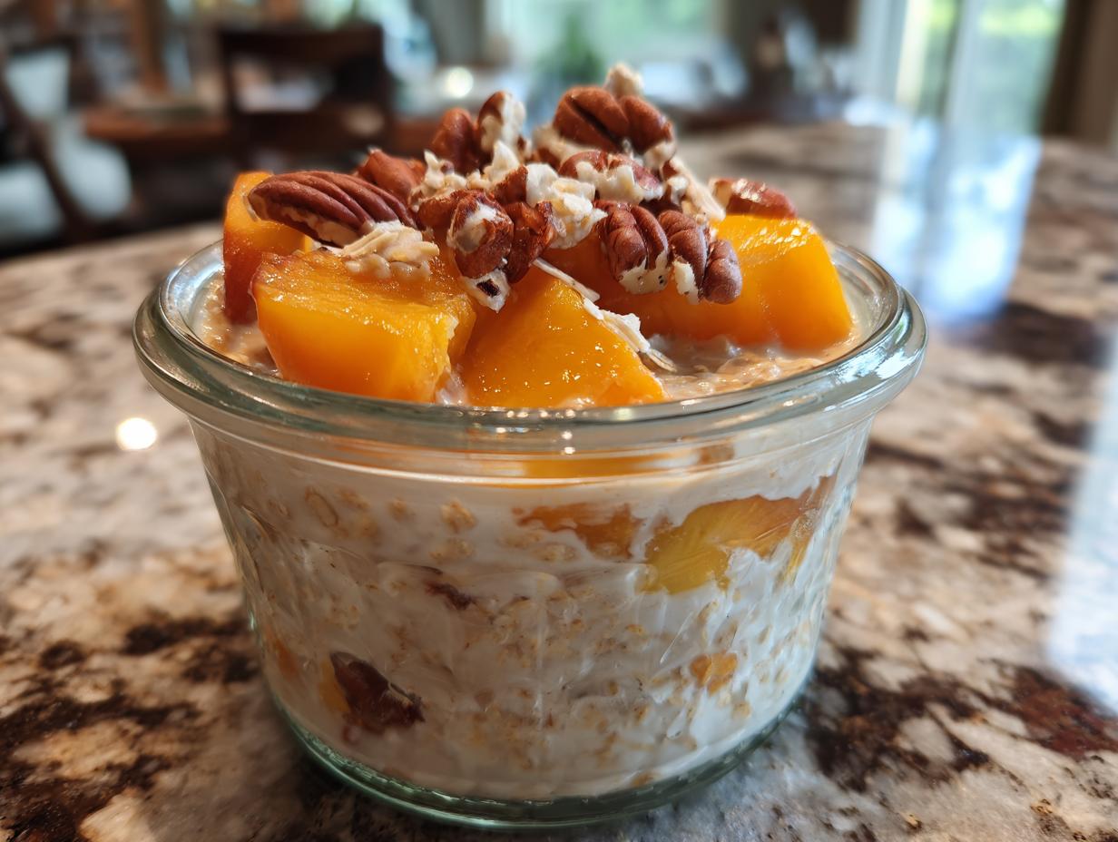 Peach Cobbler Overnight Oats