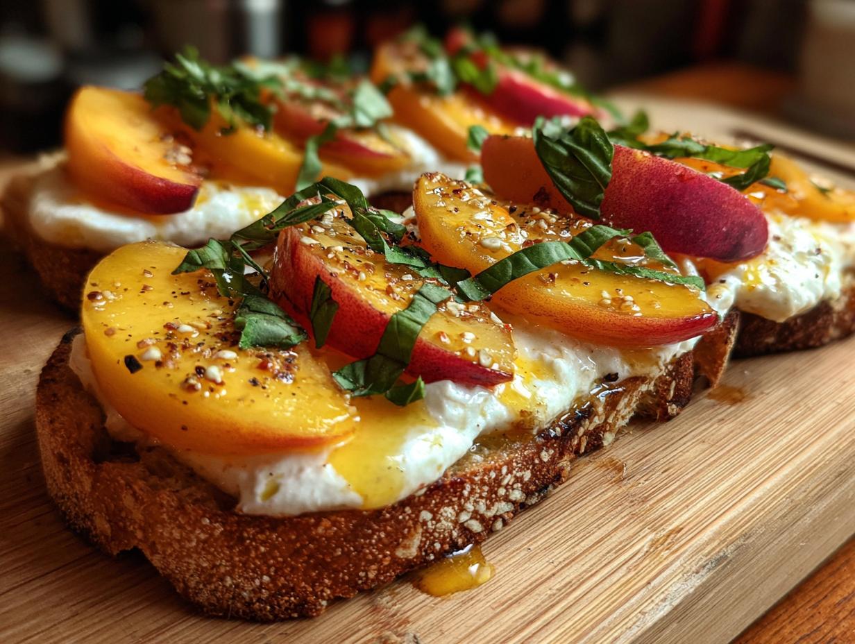 Peach and Burrata Toast