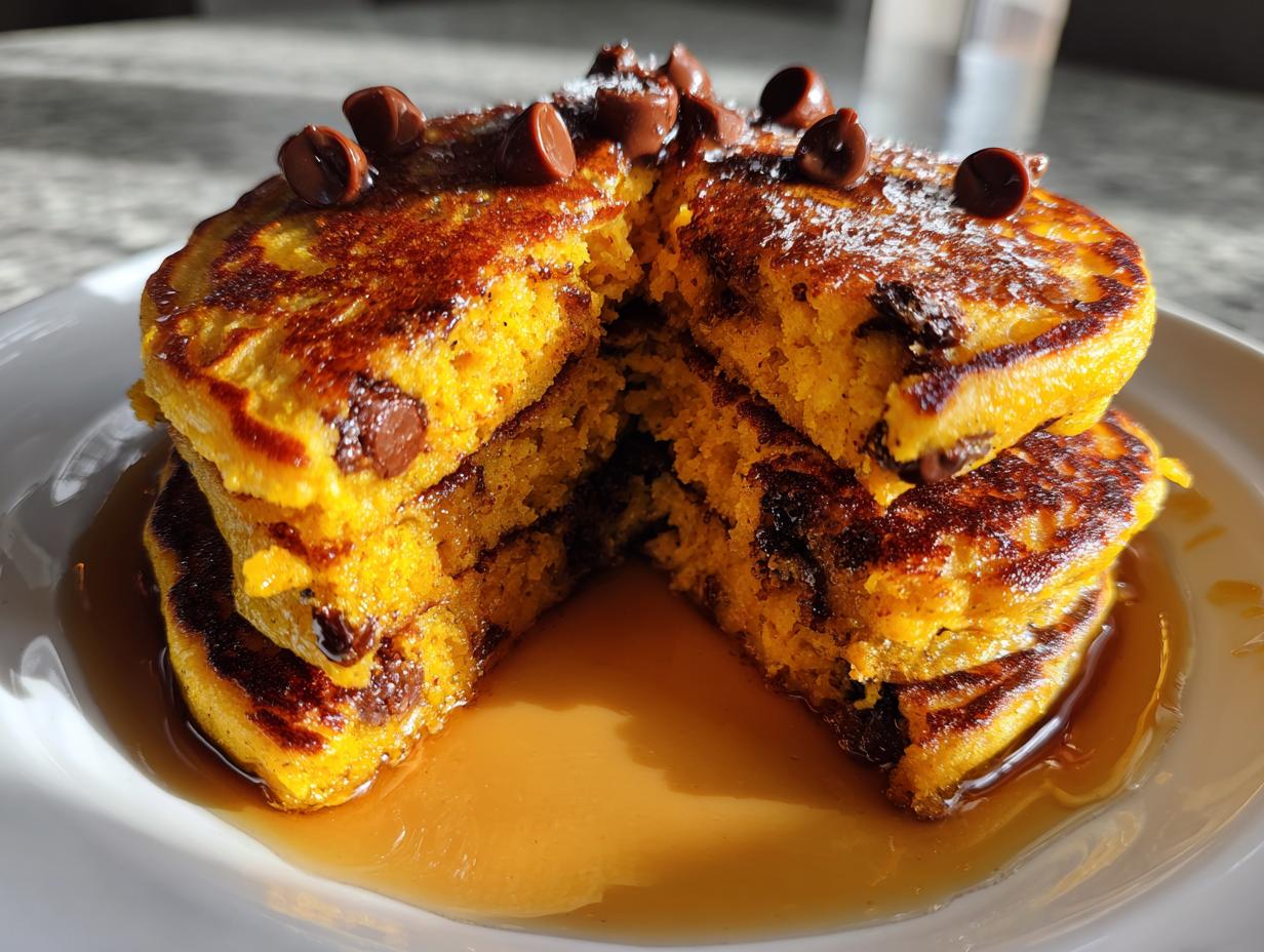 Pumpkin Chocolate Chip Pancakes