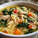 30-Minute Refreshing Lemon Chicken Orzo Soup - Pure Comfort 6 Refreshing Lemon Chicken Orzo Soup with Spinach and Veggies