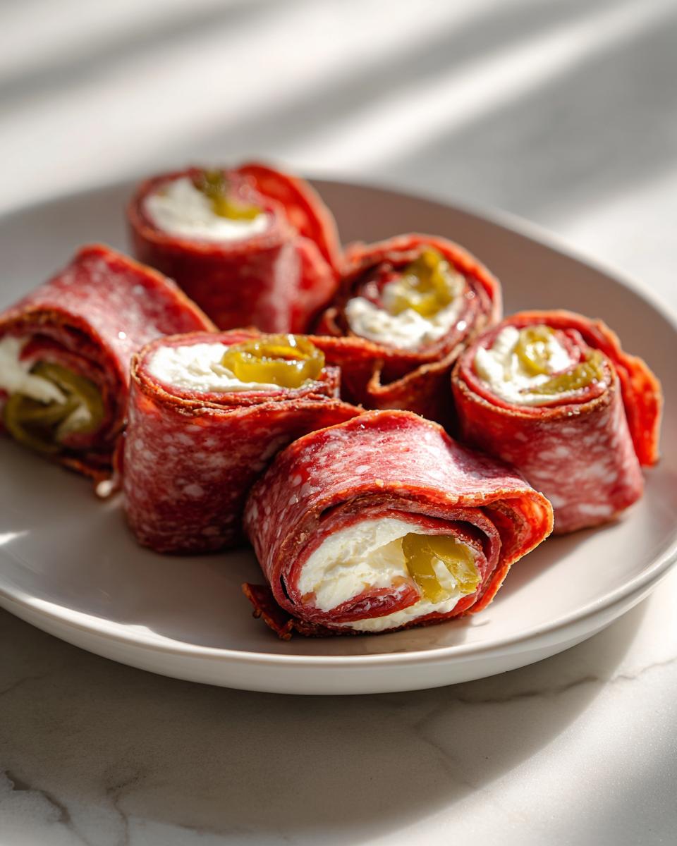 10-Minute Salami Cream Cheese Roll-Ups: Irresistibly Bold Bites 7 Salami, Cream Cheese, and Pepperoncini Roll-Ups - detail 2