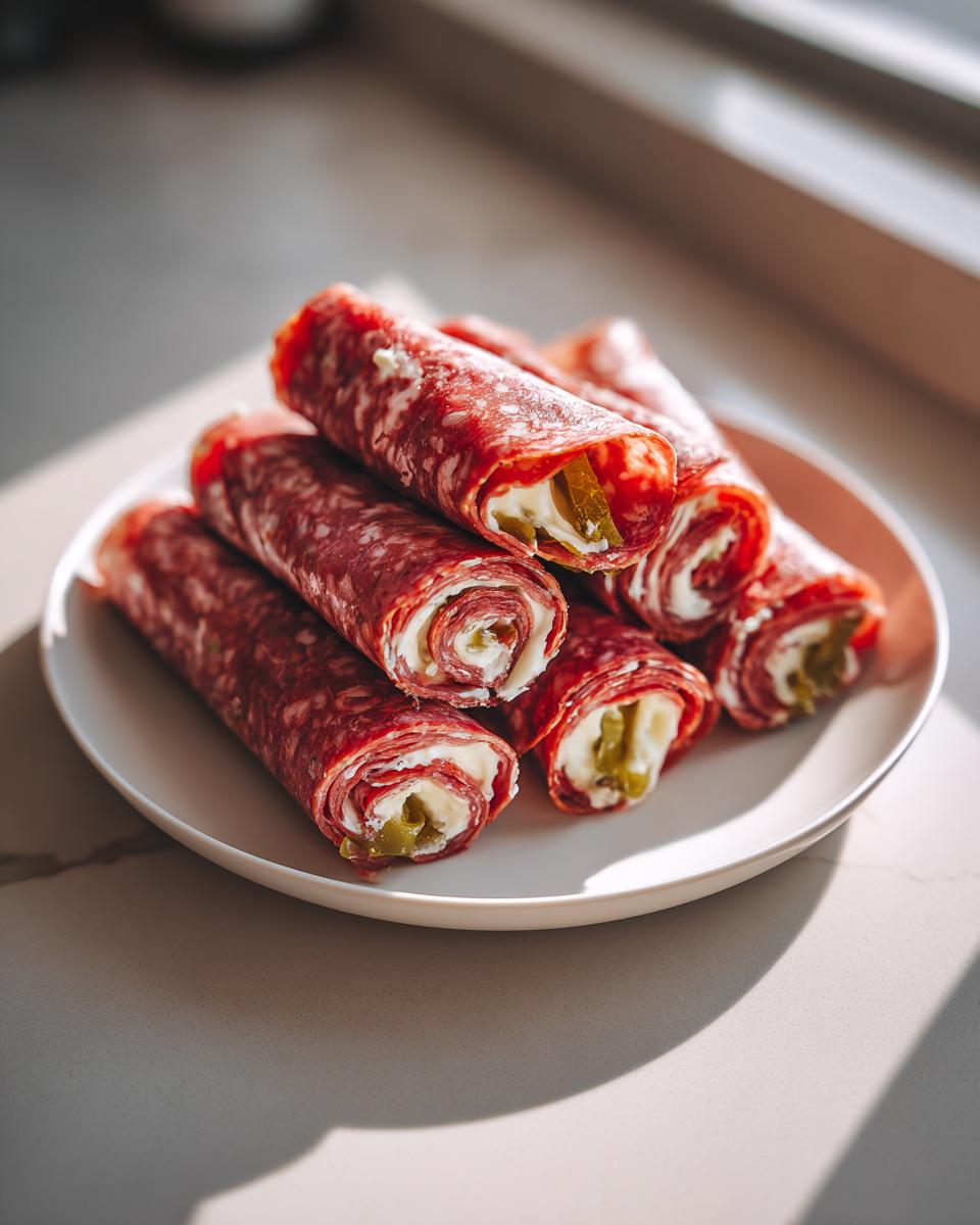 10-Minute Salami Cream Cheese Roll-Ups: Irresistibly Bold Bites 8 Salami, Cream Cheese, and Pepperoncini Roll-Ups - detail 3