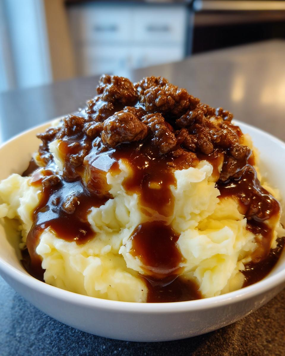 Savory Mashed Potatoes with Beef Gravy - detail 1