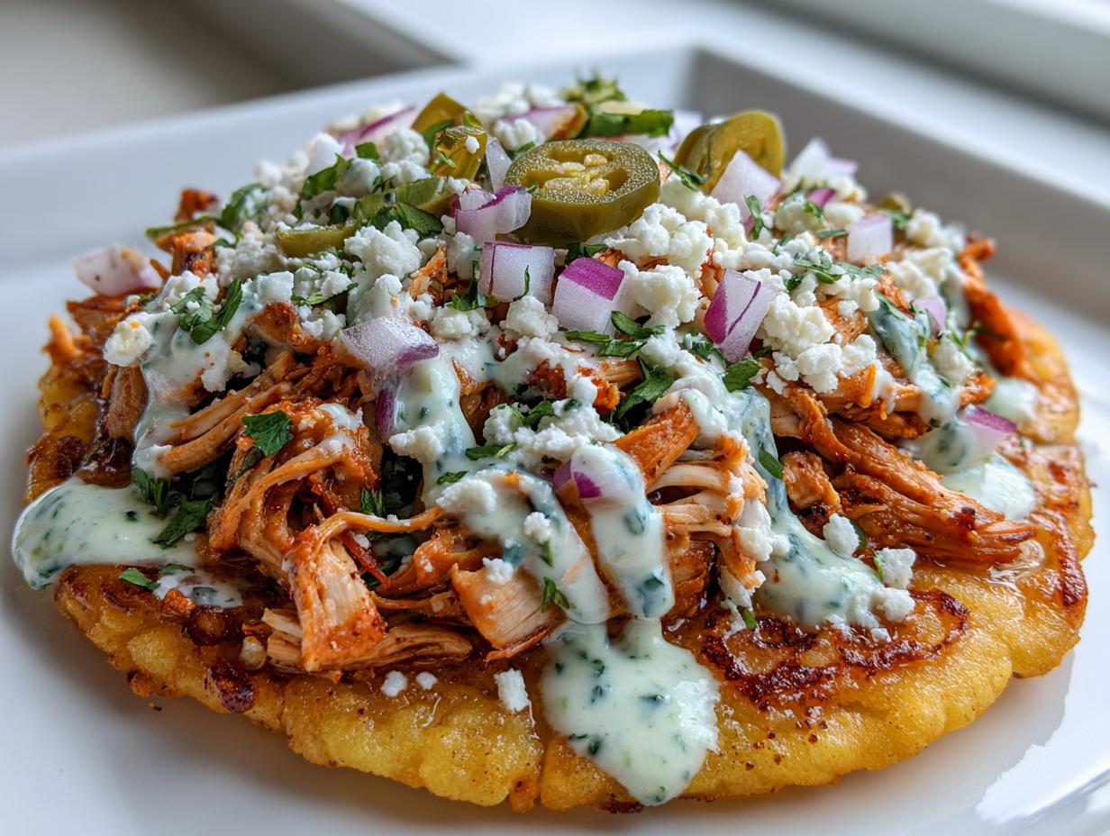 Street Corn Chicken Tostada Melts with Cilantro Lime Cream