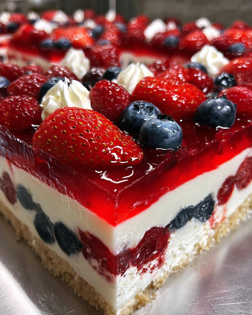 Summer Berry Jello Lasagna - detail 1