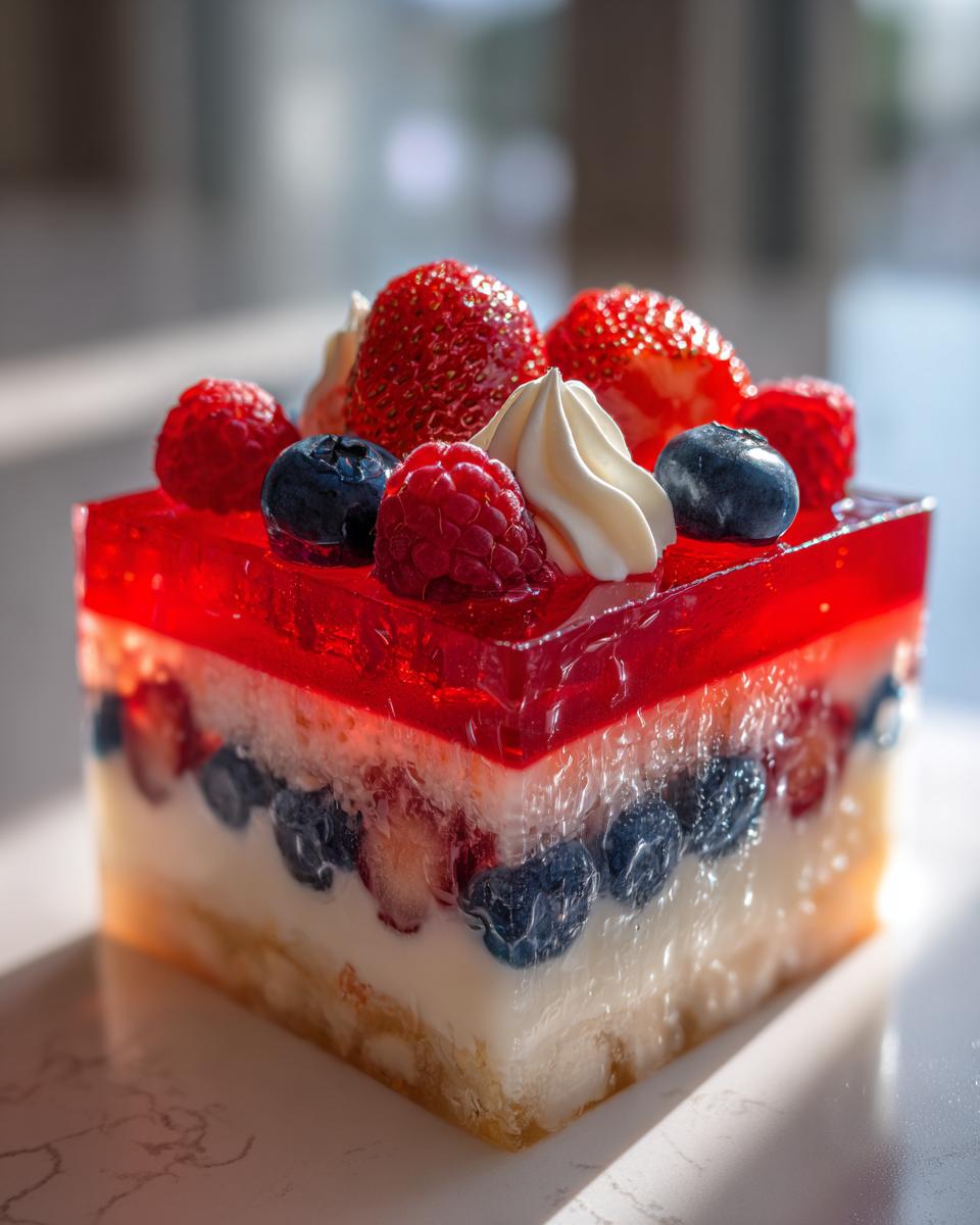 Summer Berry Jello Lasagna - detail 2