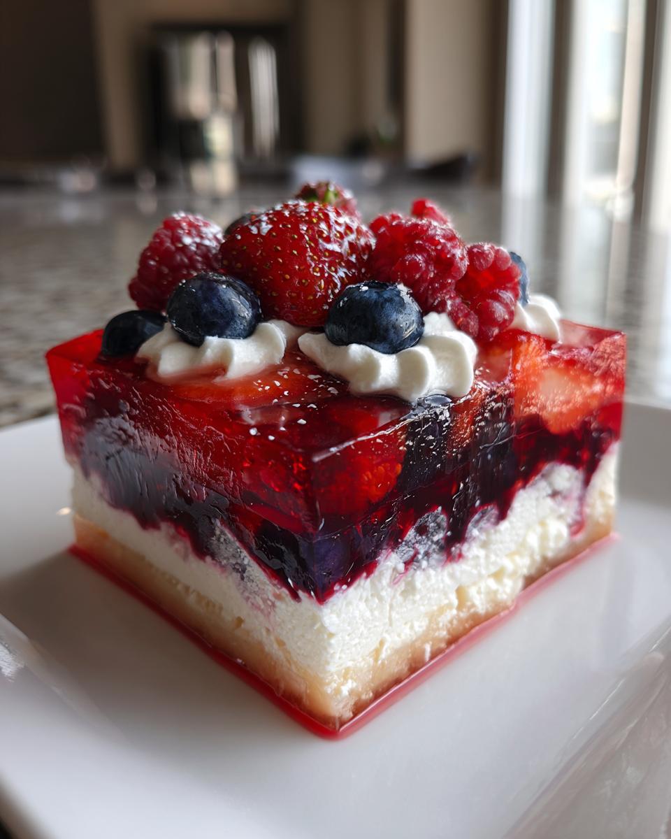 Summer Berry Jello Lasagna - detail 3
