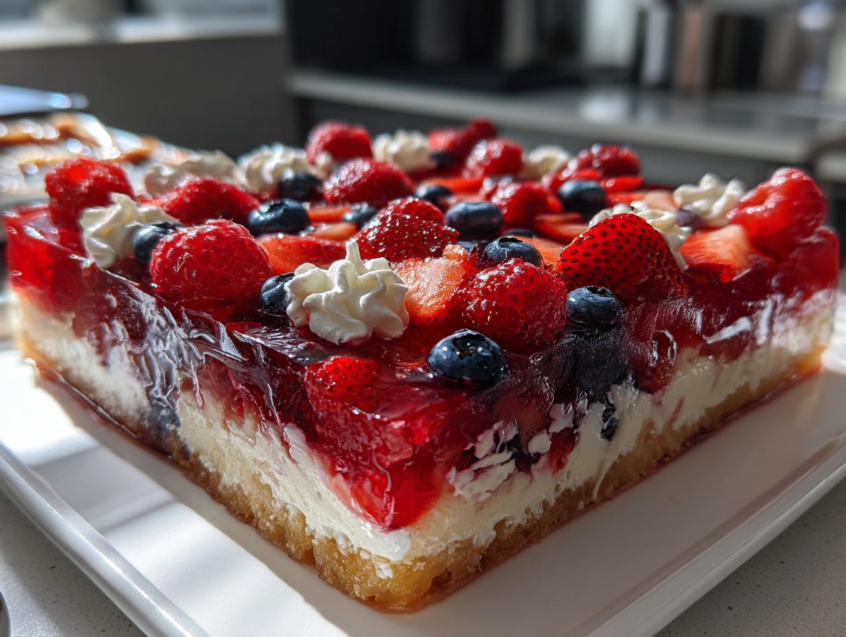Summer Berry Jello Lasagna