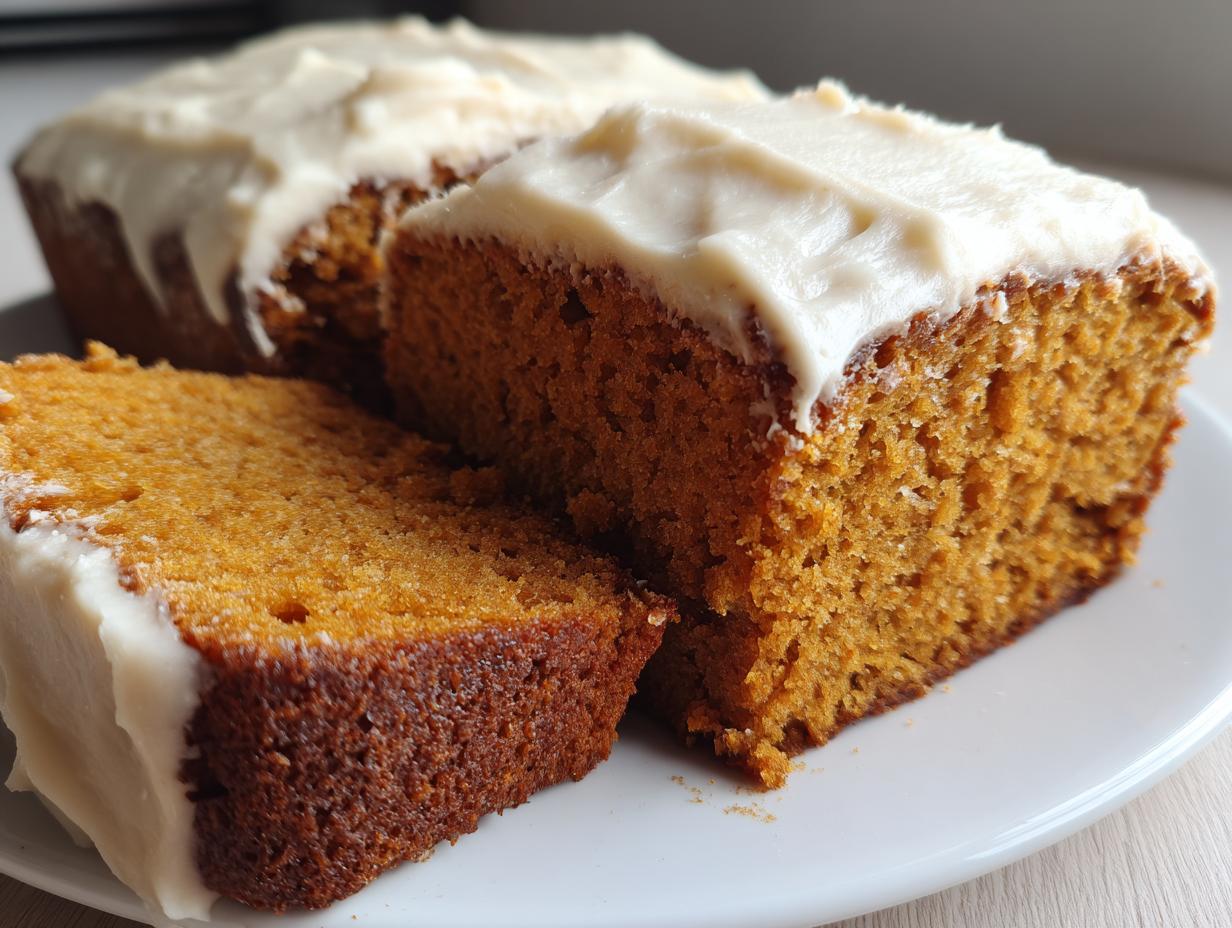 The Best Pumpkin Loaf Cake With Cream Cheese Frosting