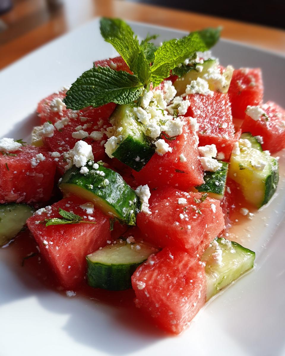 Watermelon Salad with Cucumber and Feta - detail 1
