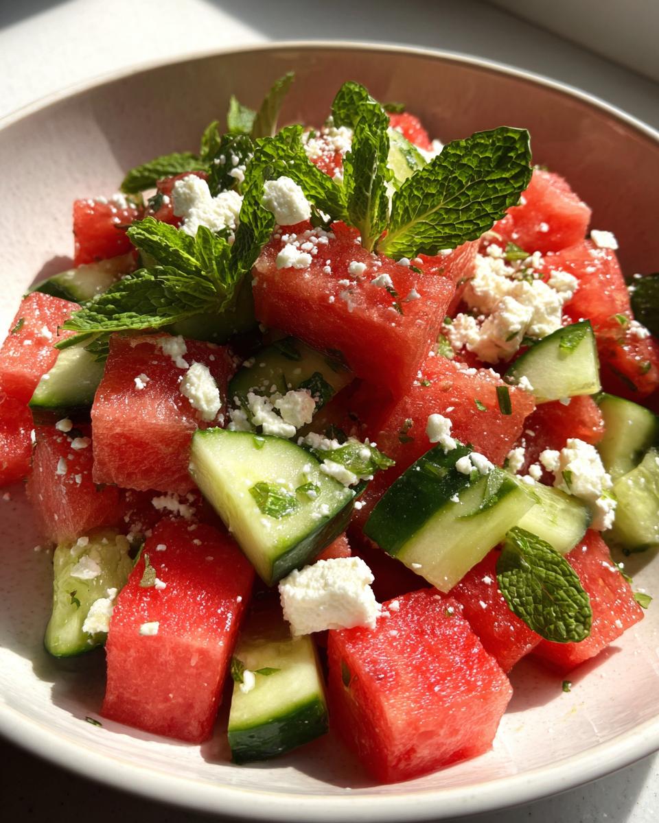 Watermelon Salad with Cucumber and Feta - detail 1