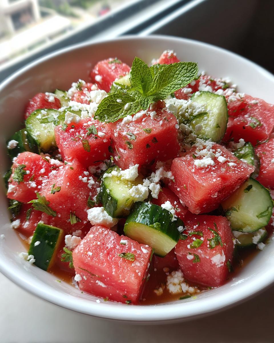 Watermelon Salad with Cucumber and Feta - detail 2