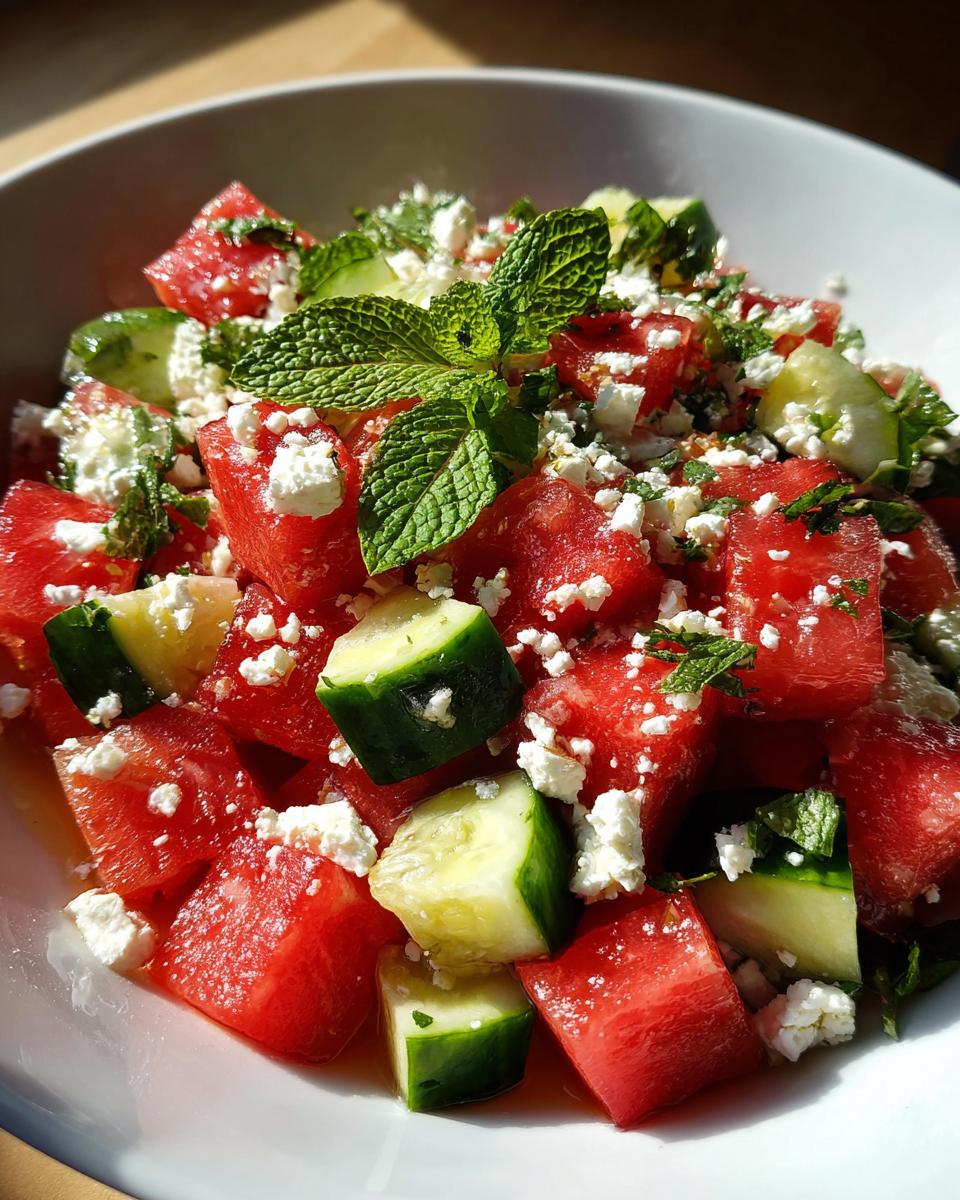 Watermelon Salad with Cucumber and Feta - detail 3