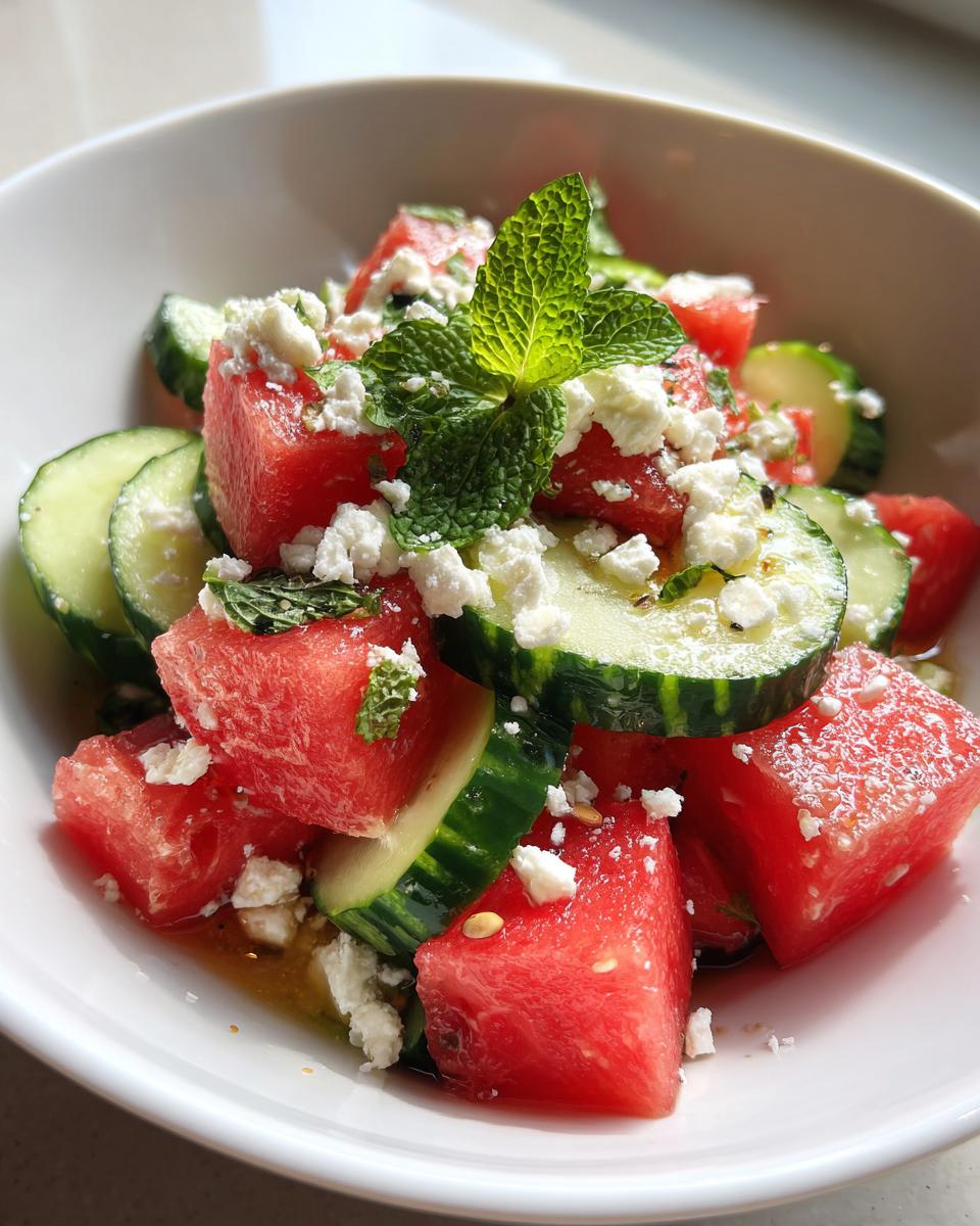 Watermelon Salad with Cucumber and Feta - detail 3