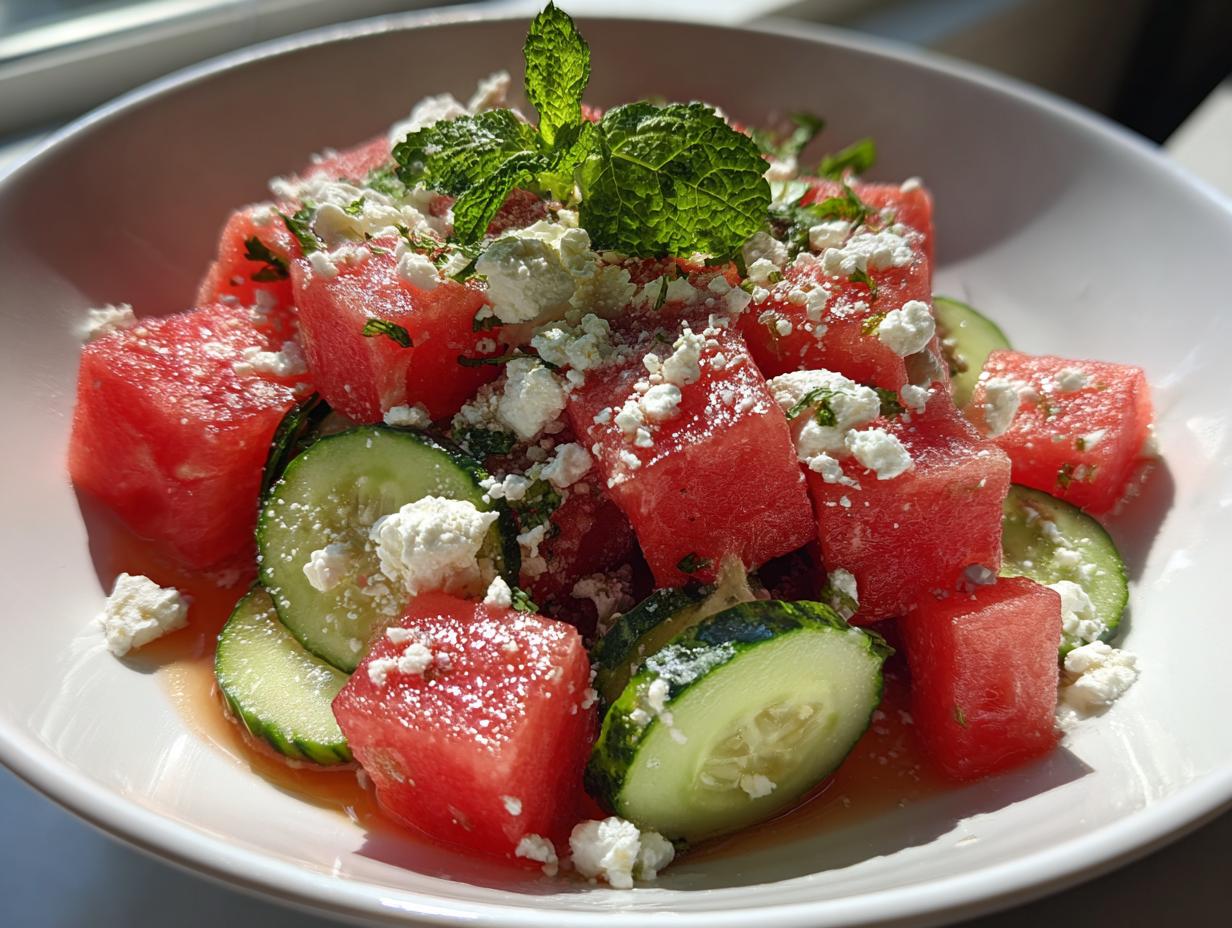Watermelon Salad with Cucumber and Feta