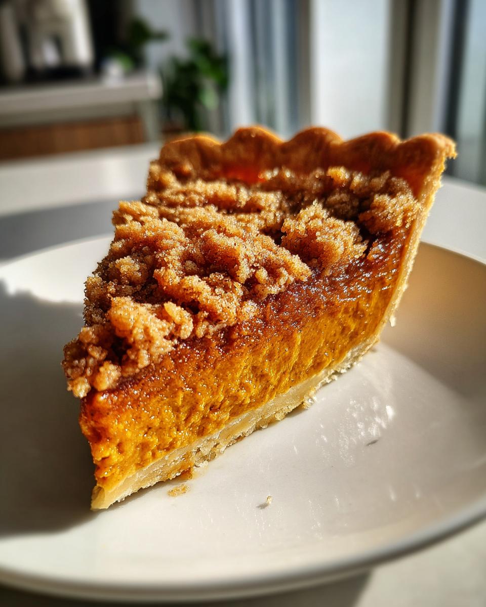 Perfect Pumpkin Pie with Irresistible Cinnamon Streusel 7 pumpkin pie filling and a golden and crisp cinnamon streusel topping - detail 2