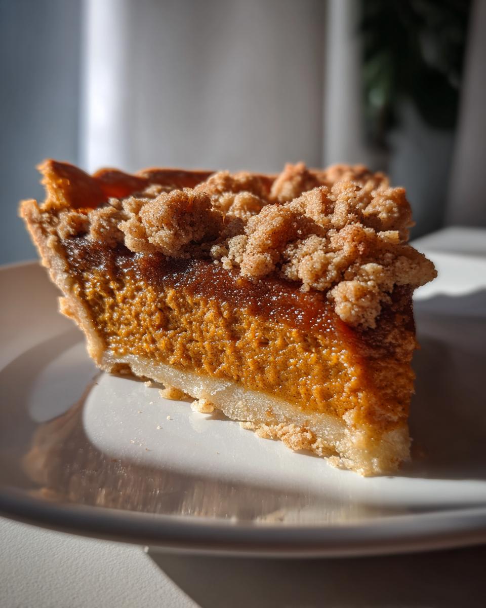 Perfect Pumpkin Pie with Irresistible Cinnamon Streusel 8 pumpkin pie filling and a golden and crisp cinnamon streusel topping - detail 3