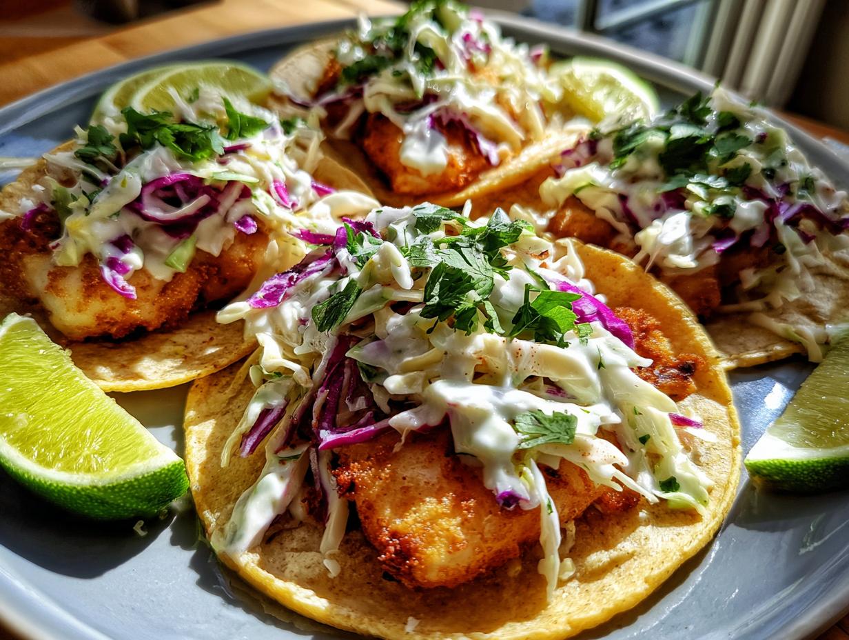Baja Fish Tacos with Creamy Slaw